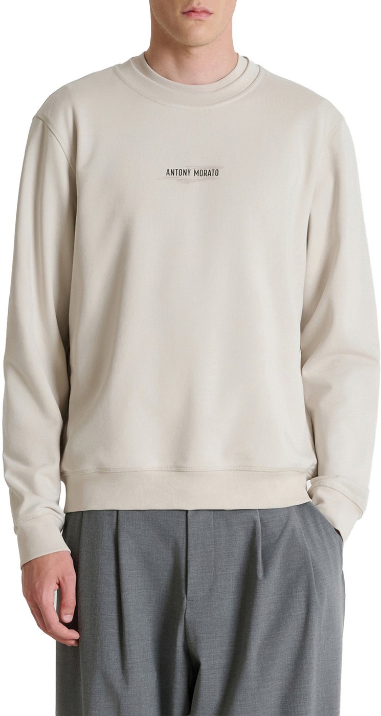 Chalk regular-fit sweatshirt in cotton blend with tiger print on back shoulder and logo