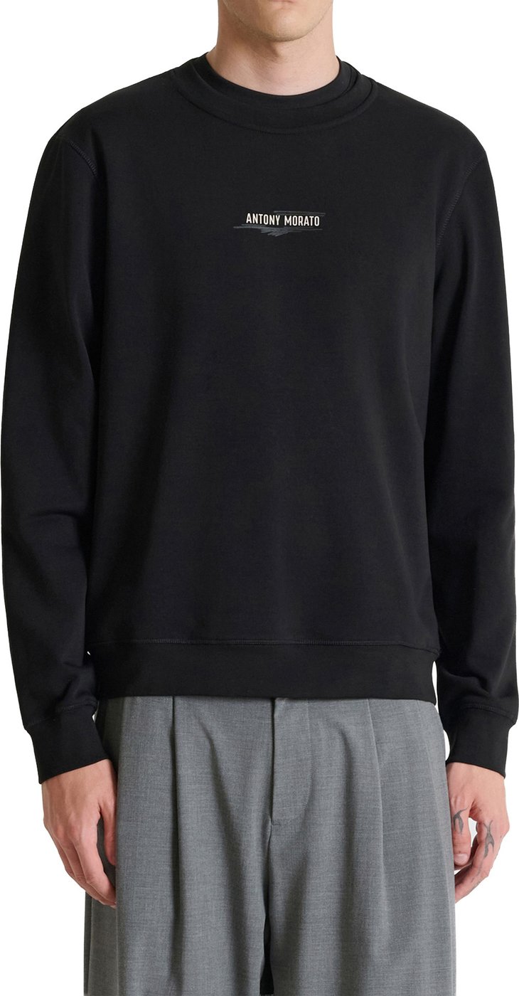 Black regular-fit sweatshirt in cotton blend with tiger print on back shoulder and logo