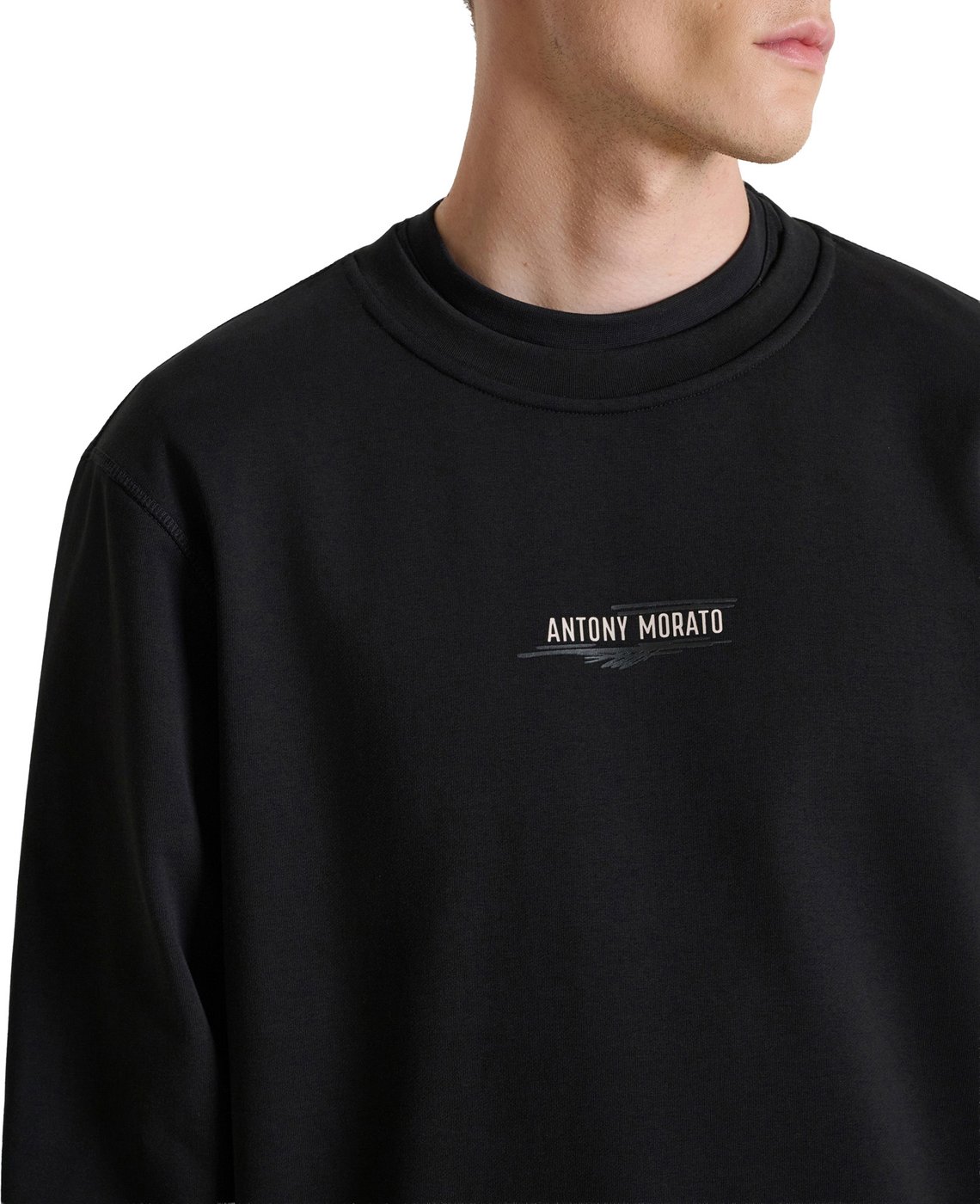 Black regular-fit sweatshirt in cotton blend with tiger print on back shoulder and logo