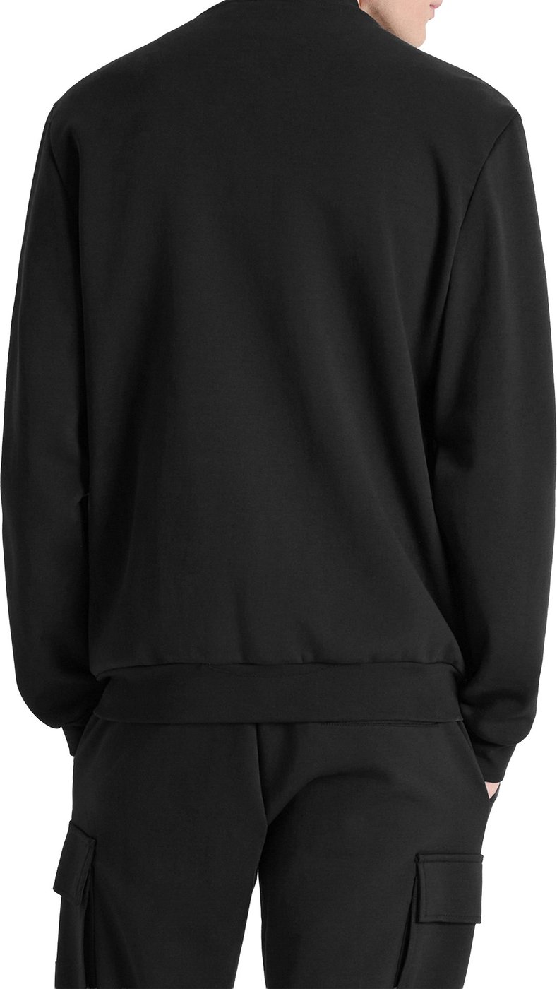 Black regular-fit sweatshirt in cotton interlock with contrast techno-fabric inserts