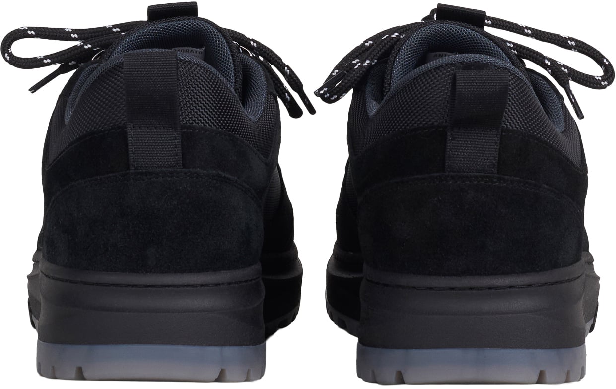 "Jared" black sneakers in nylon and suede with laminated 3D logo and rock-climber lacing