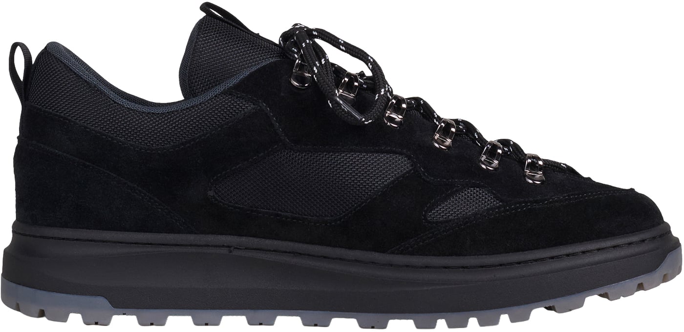 "Jared" black sneakers in nylon and suede with laminated 3D logo and rock-climber lacing