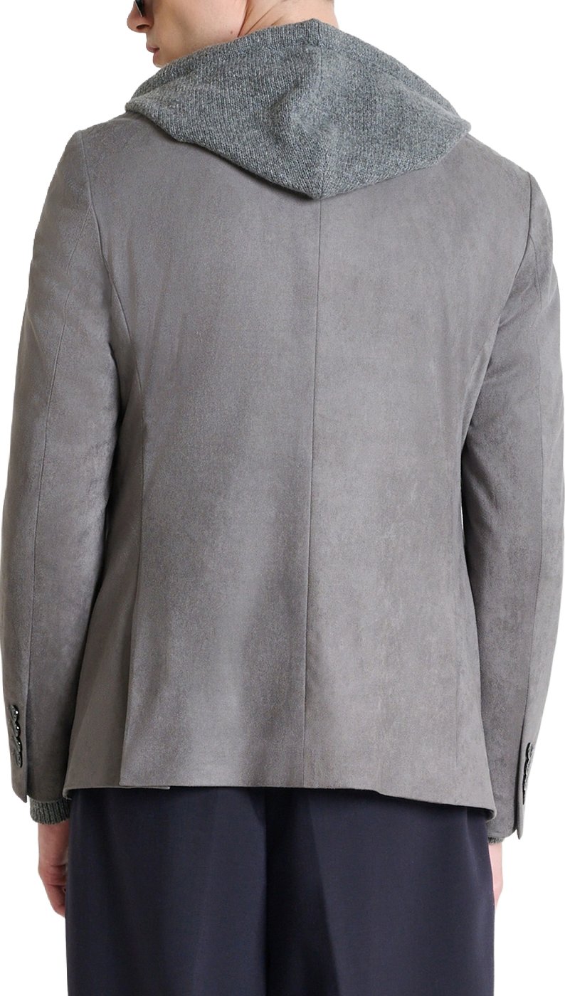 "Amira" iron slim-fit jacket in stretch knit with suede effect