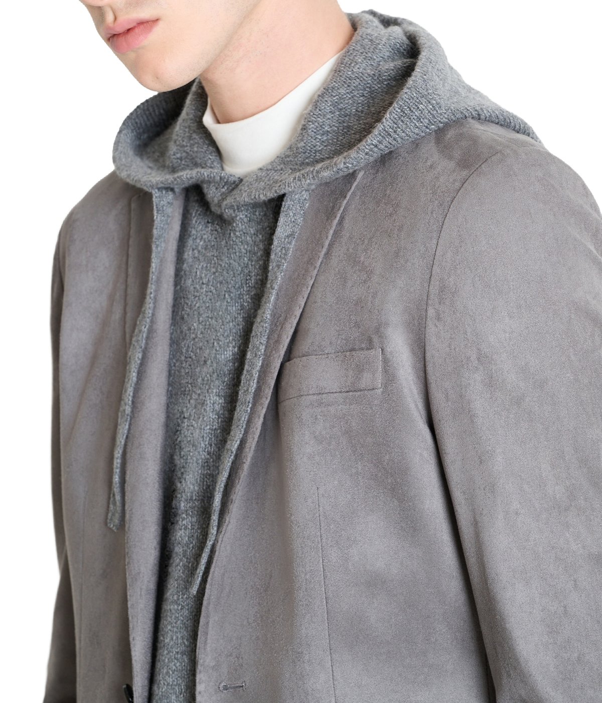 "Amira" iron slim-fit jacket in stretch knit with suede effect