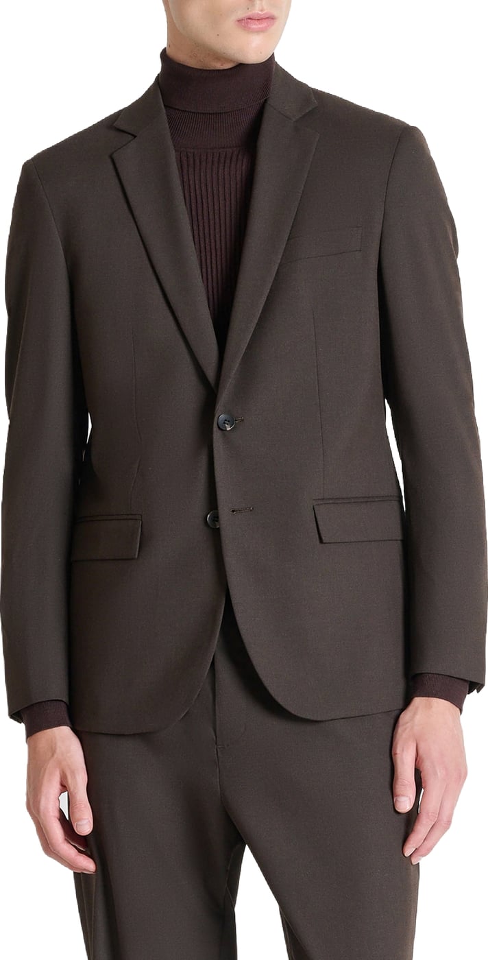 "Evan" coffee relaxed-fit jacket in stretch viscose