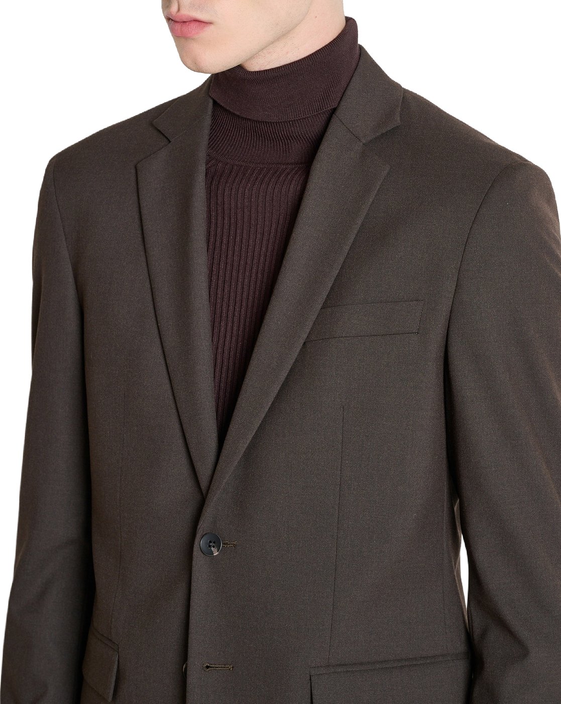 "Evan" coffee relaxed-fit jacket in stretch viscose