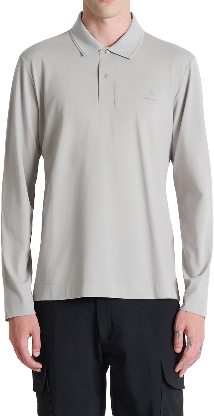 Stone regular-fit polo in stretch piqué with foam logo print on heart