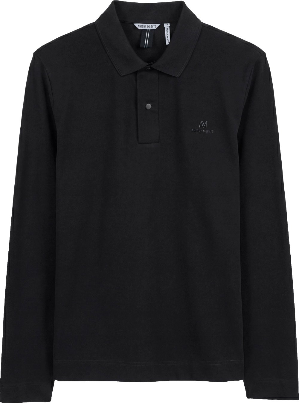 Black regular-fit polo in stretch piqué with foam logo print on heart