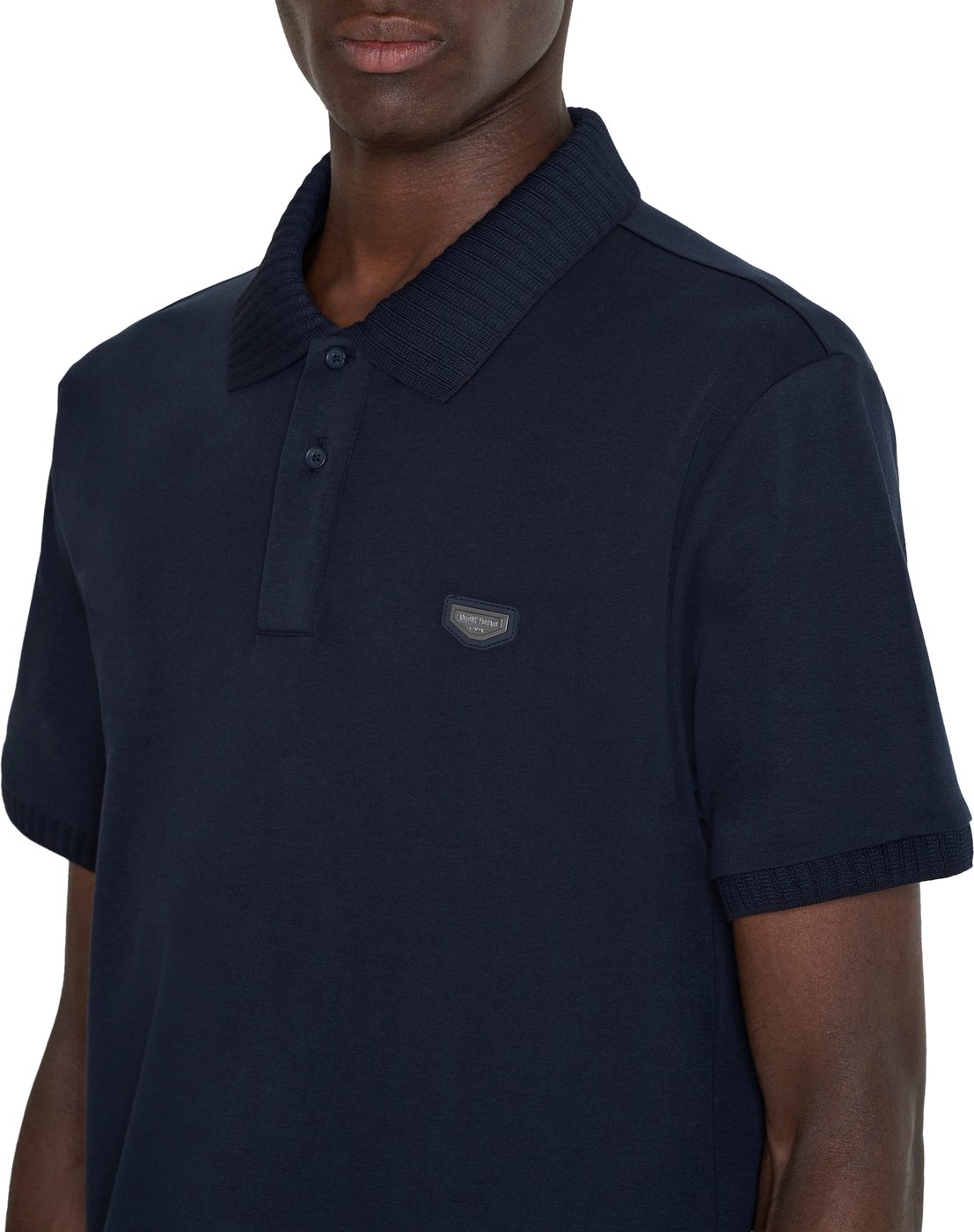 Marine regular-fit polo in cotton jersey with plate