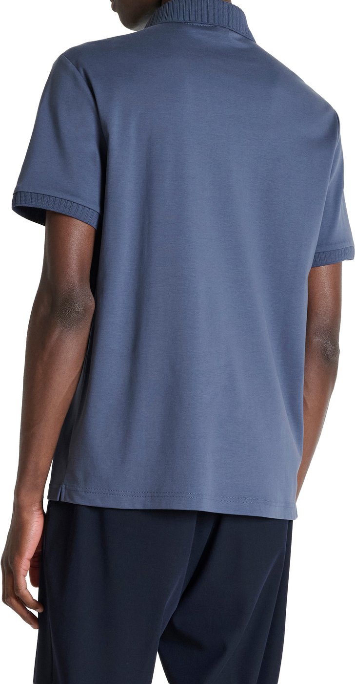 Indigo regular-fit polo in cotton jersey with plate
