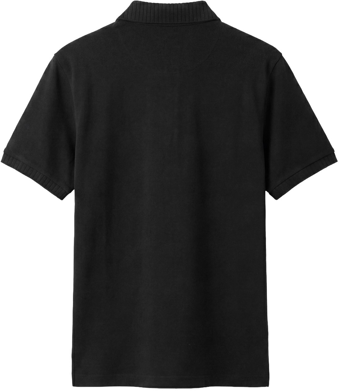 Black regular-fit polo in cotton jersey with plate