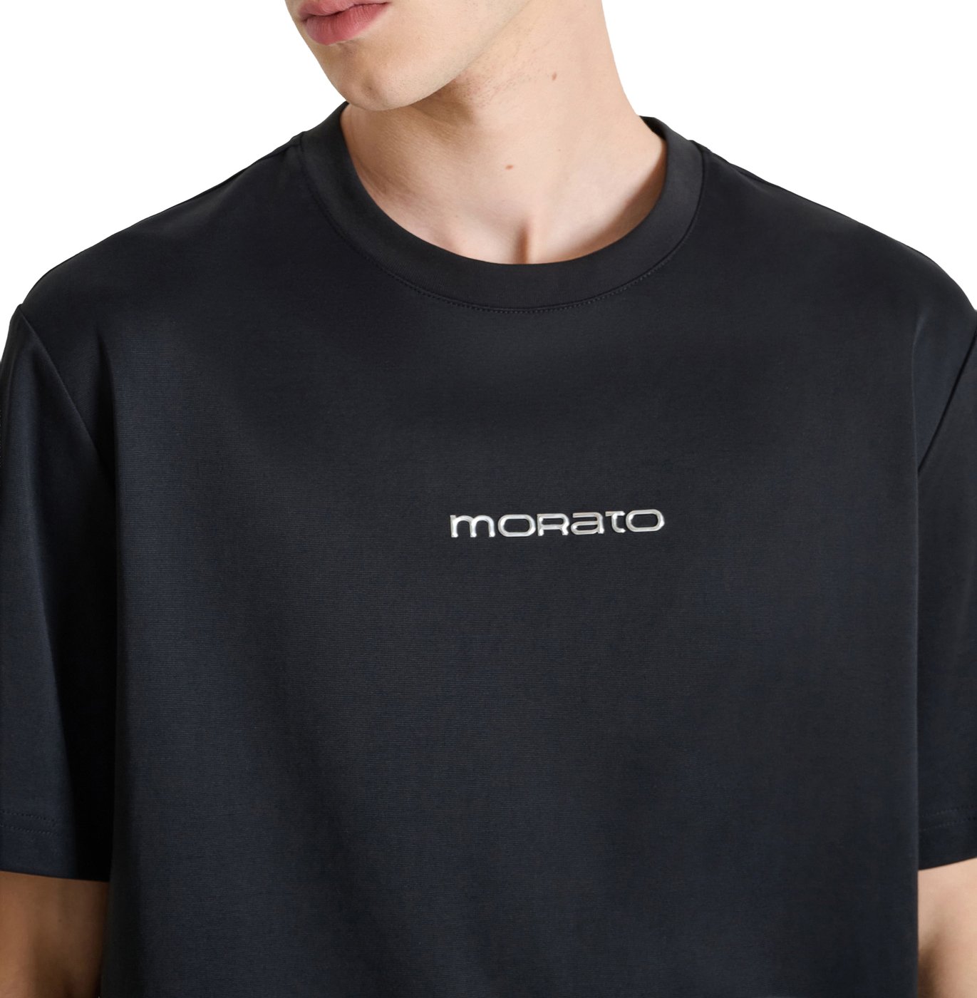Black relaxed-fit t-shirt in blended jersey with "Open Mind 1" print on front