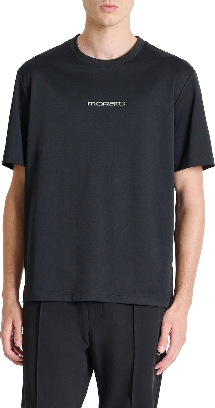 Black relaxed-fit t-shirt in blended jersey with "Open Mind 1" print on front