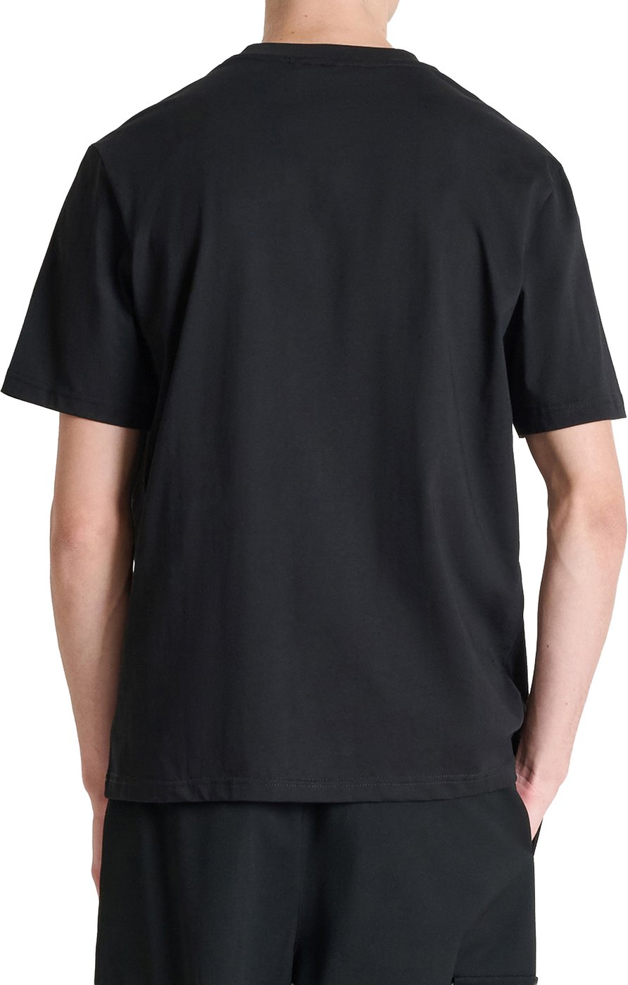 Black relaxed-fit t-shirt in cotton jersey with "Open Mind 1" print on front