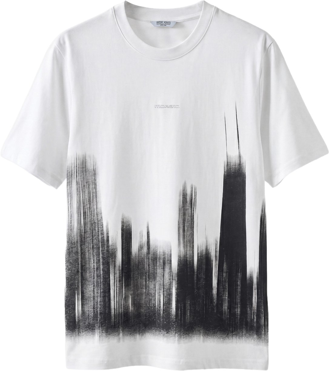 Cream relaxed-fit t-shirt in cotton jersey with "Open Mind 1" print on front