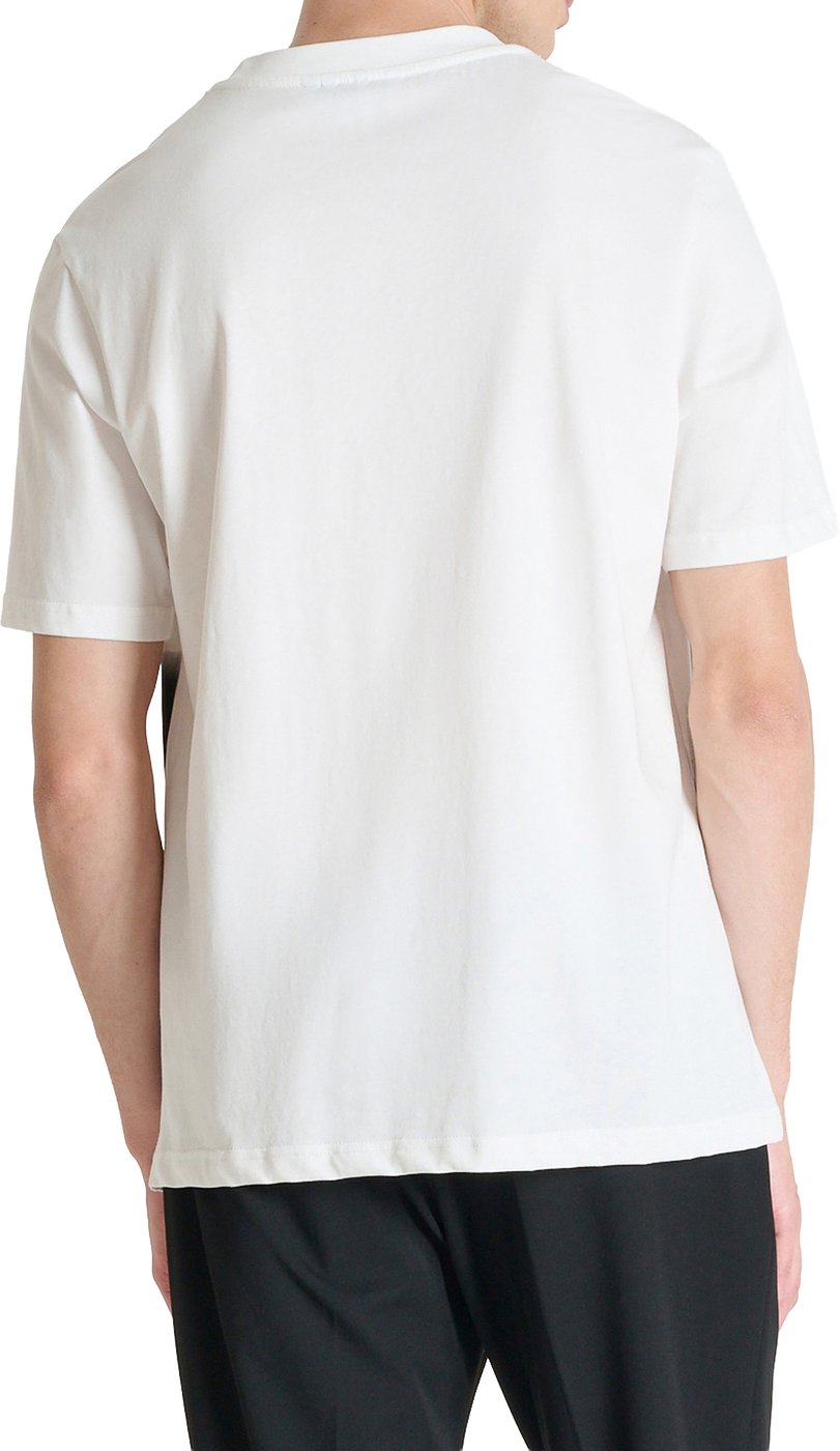 Cream relaxed-fit t-shirt in cotton jersey with "Open Mind 1" print on front