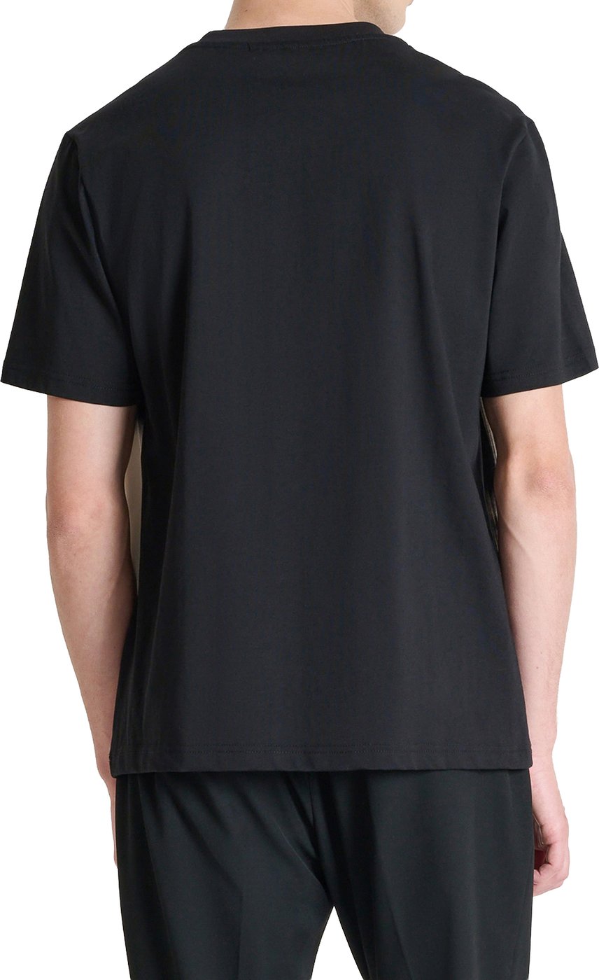 Black relaxed-fit t-shirt in cotton jersey with "Open Mind 1" print on front