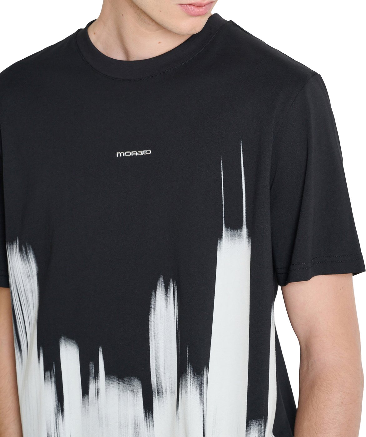 Black relaxed-fit t-shirt in cotton jersey with "Open Mind 1" print on front