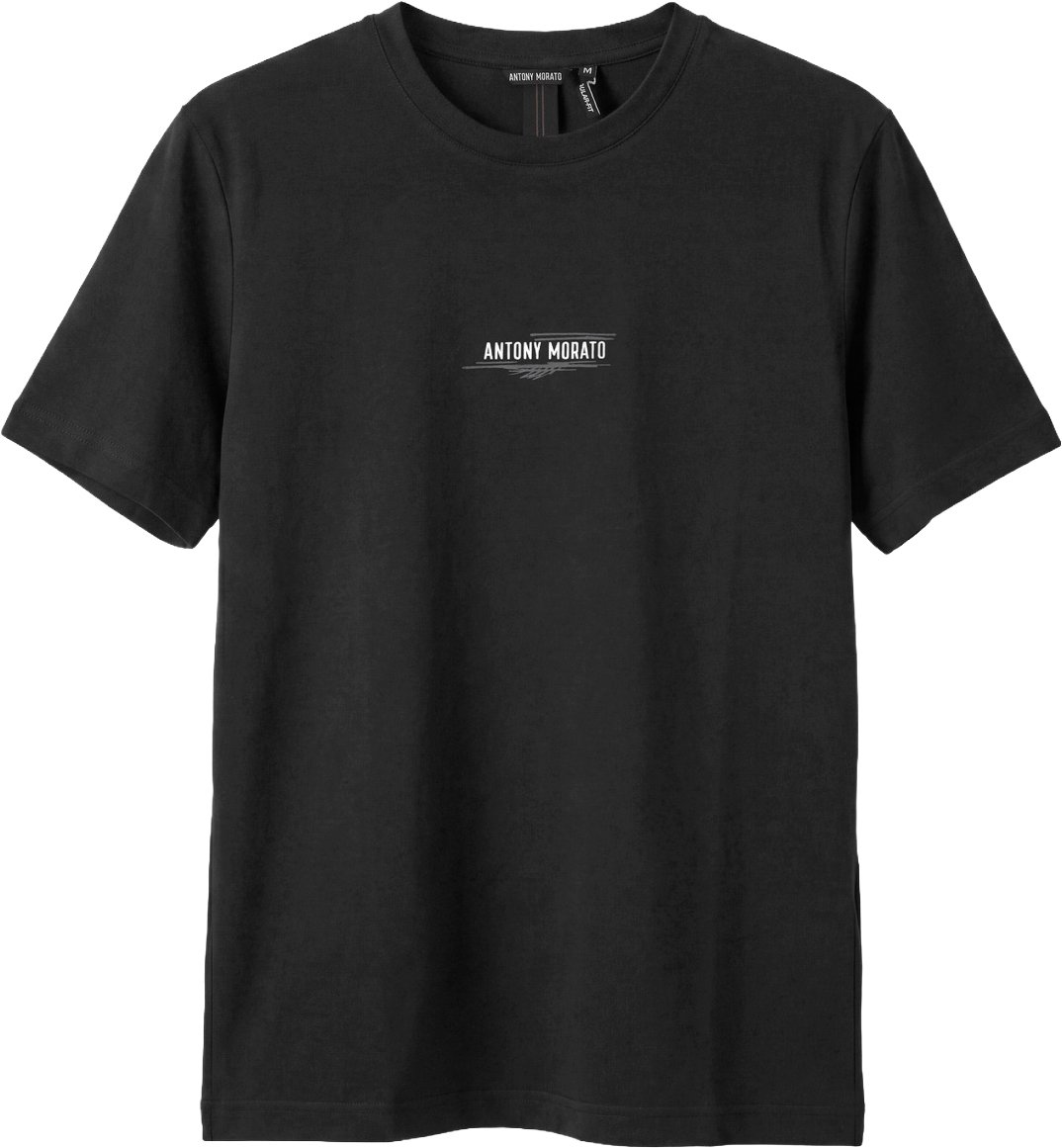 Black regular-fit t-shirt in cotton jersey with print on front