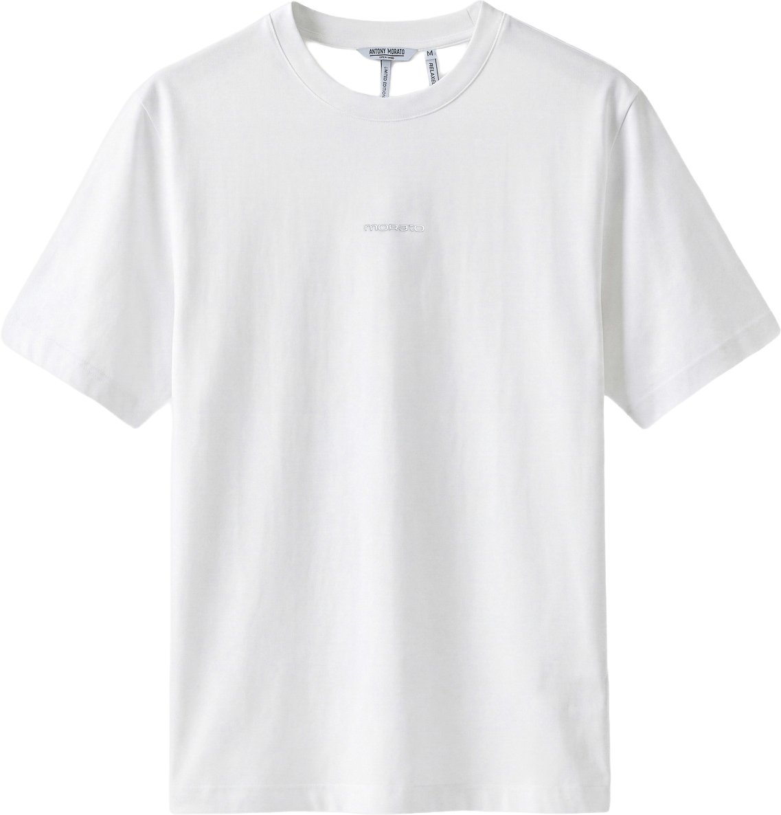 Cream relaxed-fit t-shirt in cotton jersey with logo print on front and photographic print on back