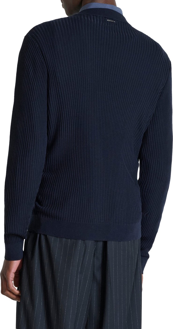 Marine slim-fit V-neck sweater in super-soft wool blend