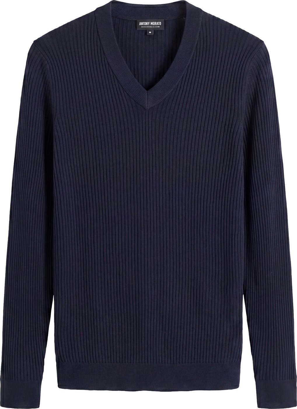 Marine slim-fit V-neck sweater in super-soft wool blend
