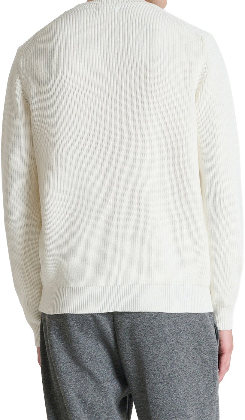Cream relaxed-fit long-sleeve crew-neck sweater in techno wool blend