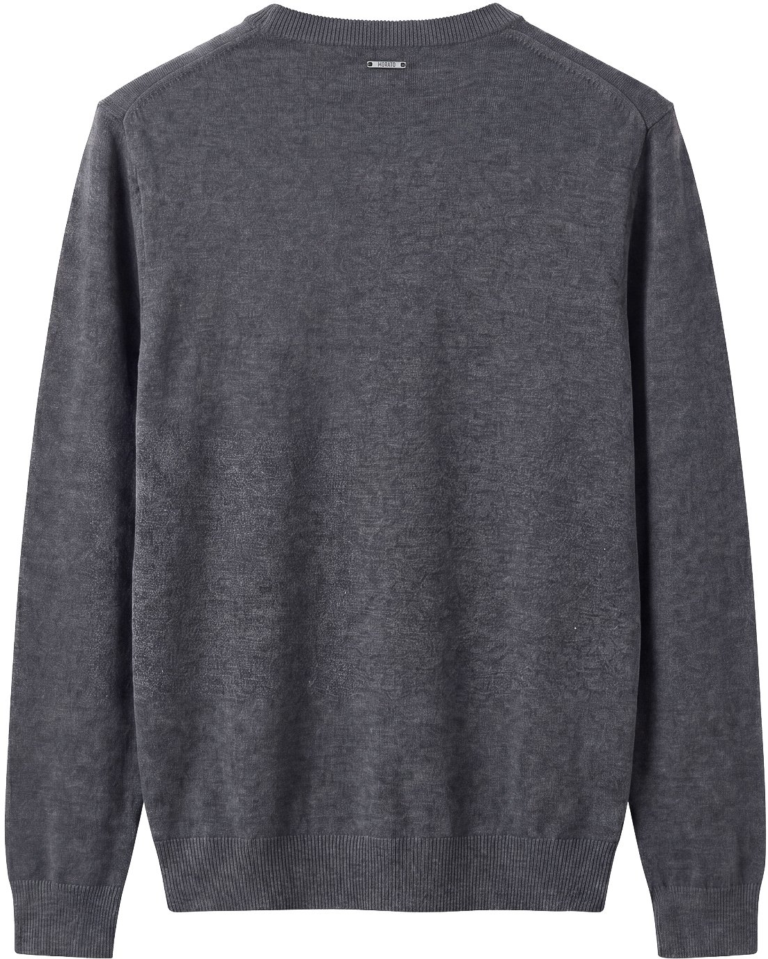 Dark grey melange regular-fit long-sleeve crew-neck sweater in wool-cashmere blend