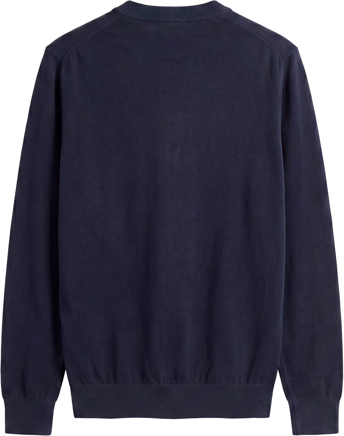 Ink blue regular-fit long-sleeve V-neck sweater in super-soft wool blend