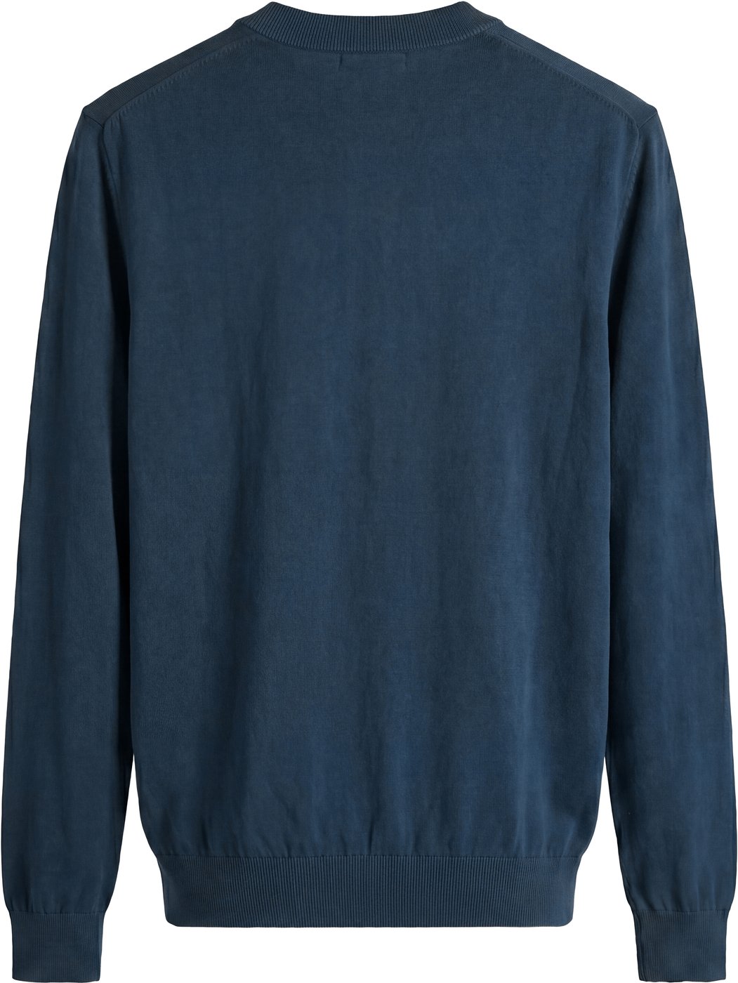 Navy blue regular-fit long-sleeve V-neck sweater in super-soft wool blend