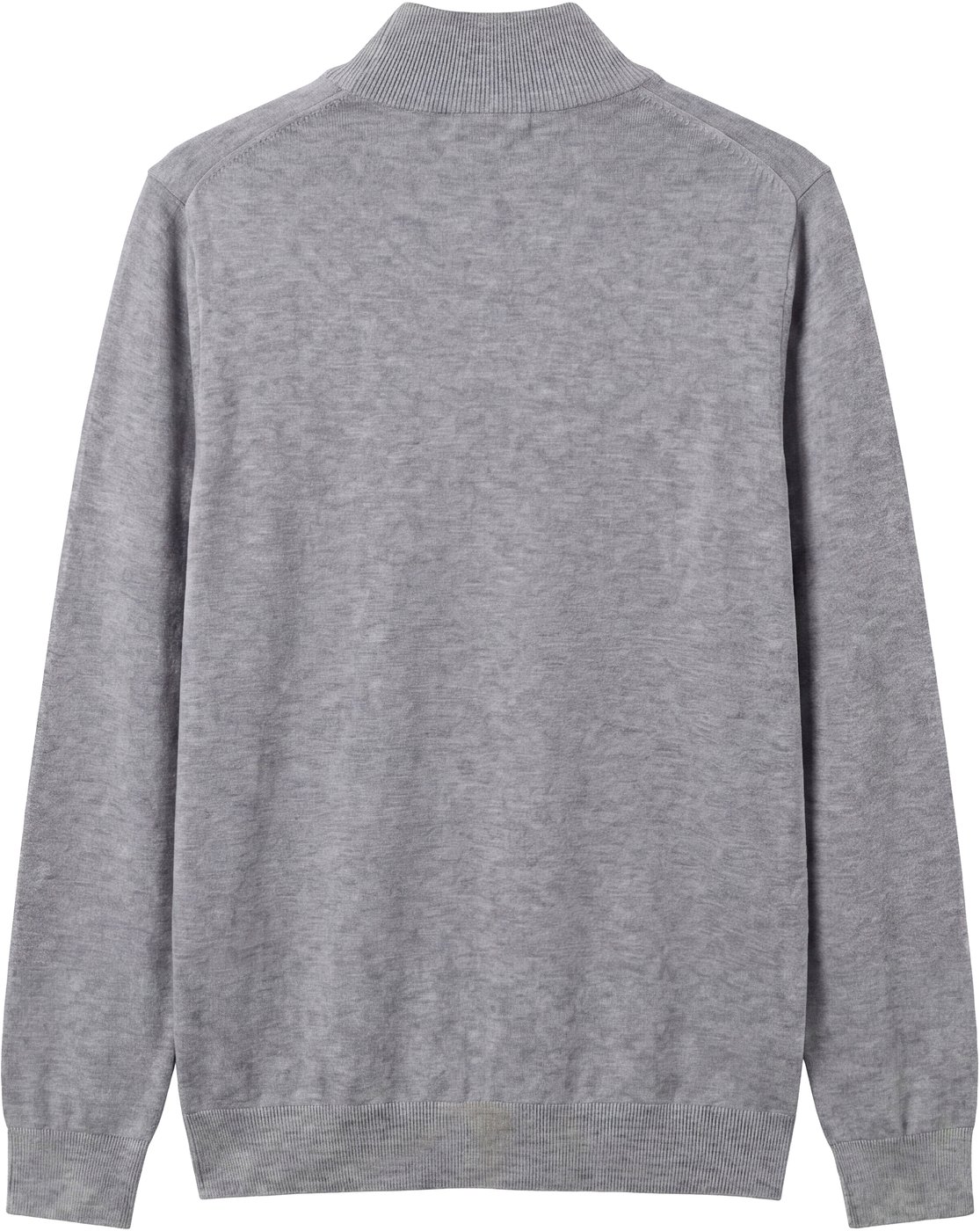Medium grey melange regular-fit zip turtleneck sweater in super-soft wool blend