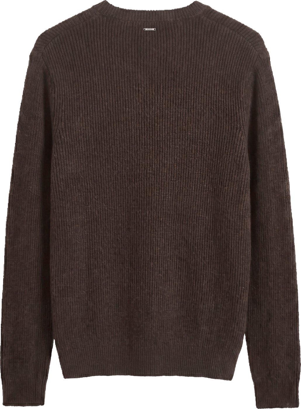 Coffee regular-fit long-sleeve V-neck sweater in wool-mohair blend