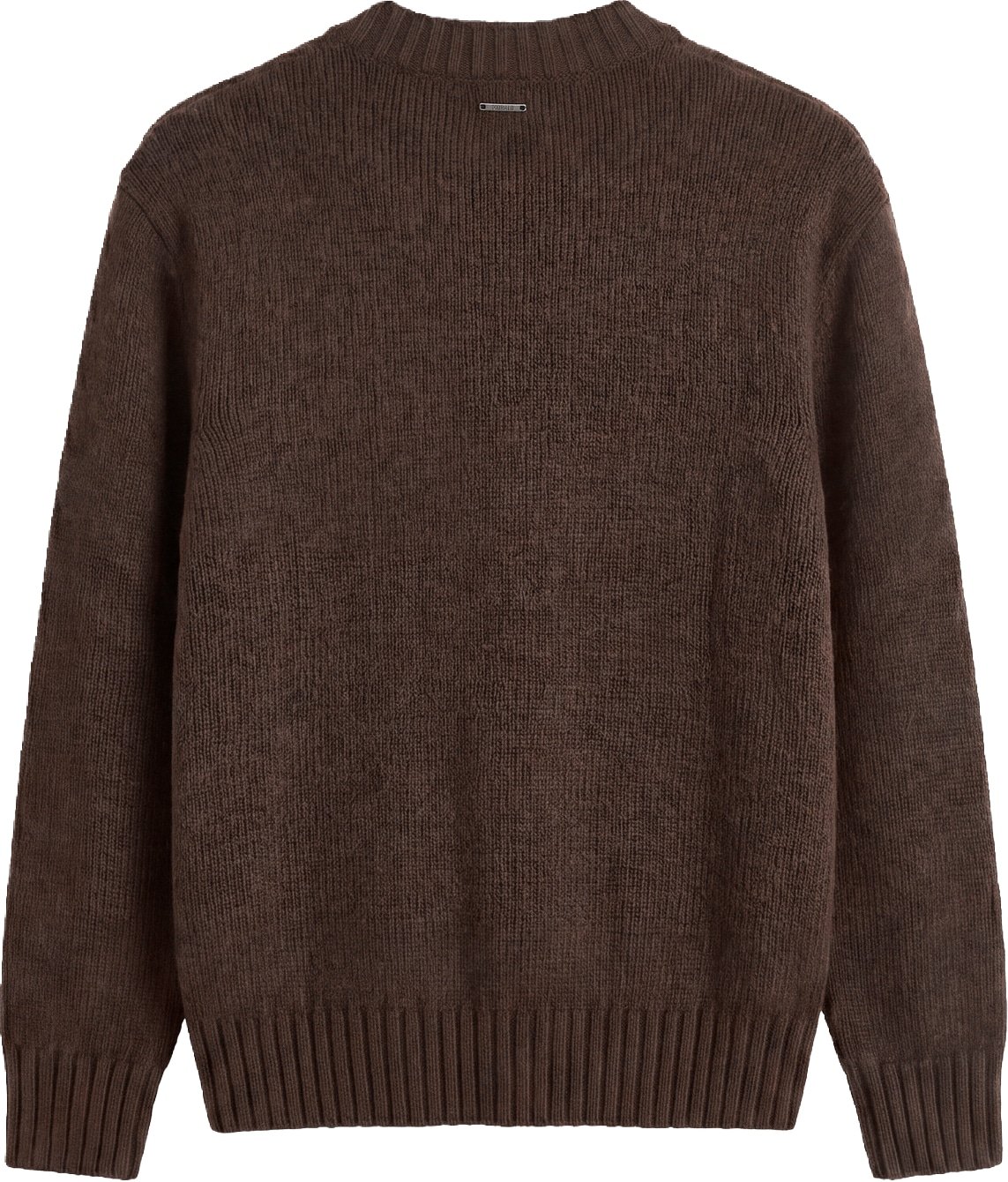 Coffee relaxed-fit long-sleeve crew-neck sweater in super-soft pure wool