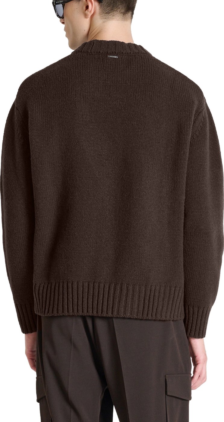 Coffee relaxed-fit long-sleeve crew-neck sweater in super-soft pure wool