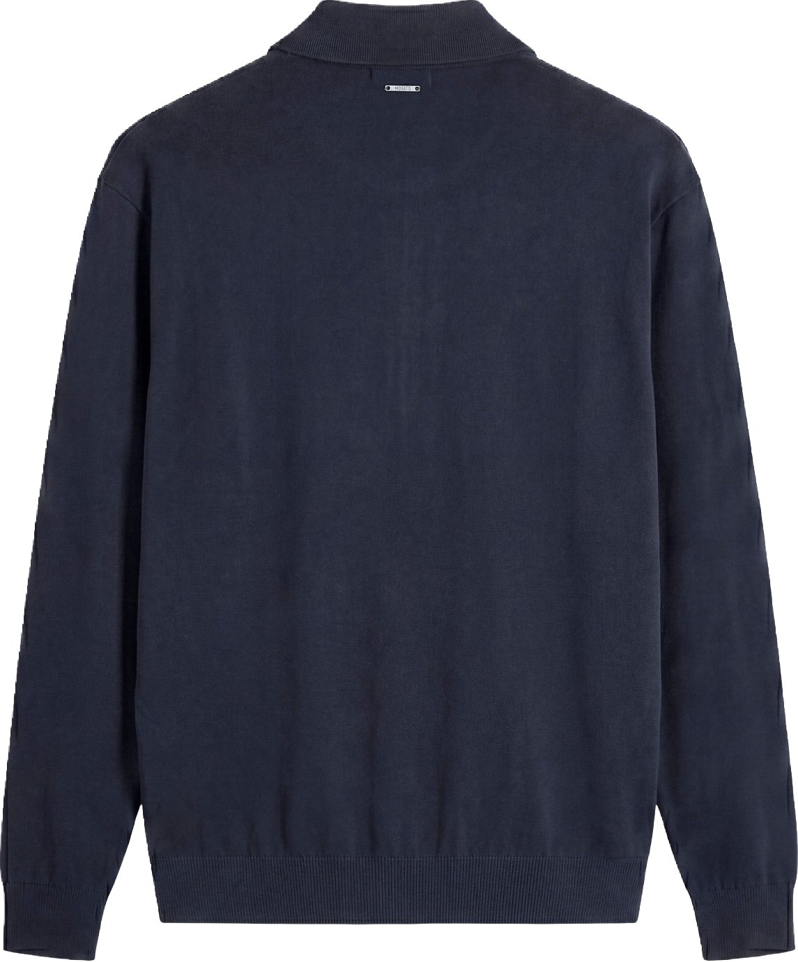Marine relaxed-fit long-sleeve zip knit polo in cotton-wool blend