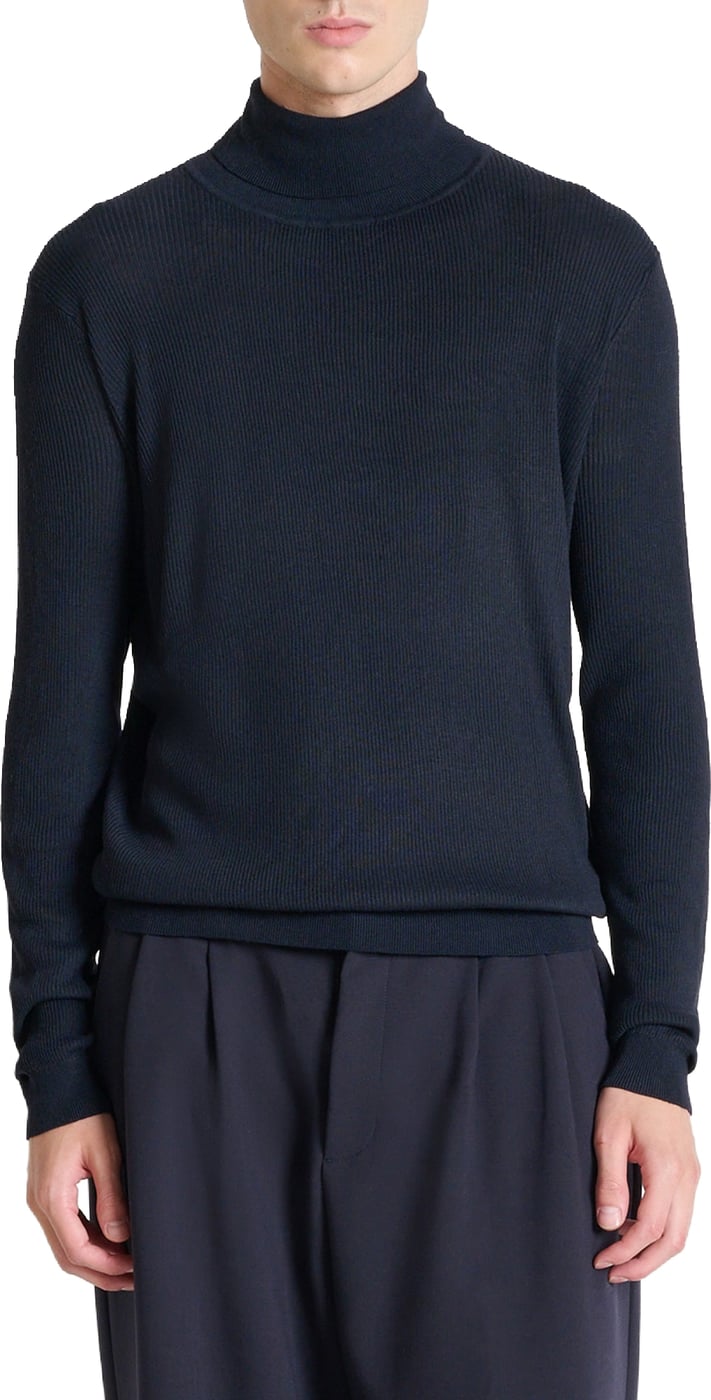 Marine slim-fit long-sleeve turtleneck sweater in stretch cotton-wool blend