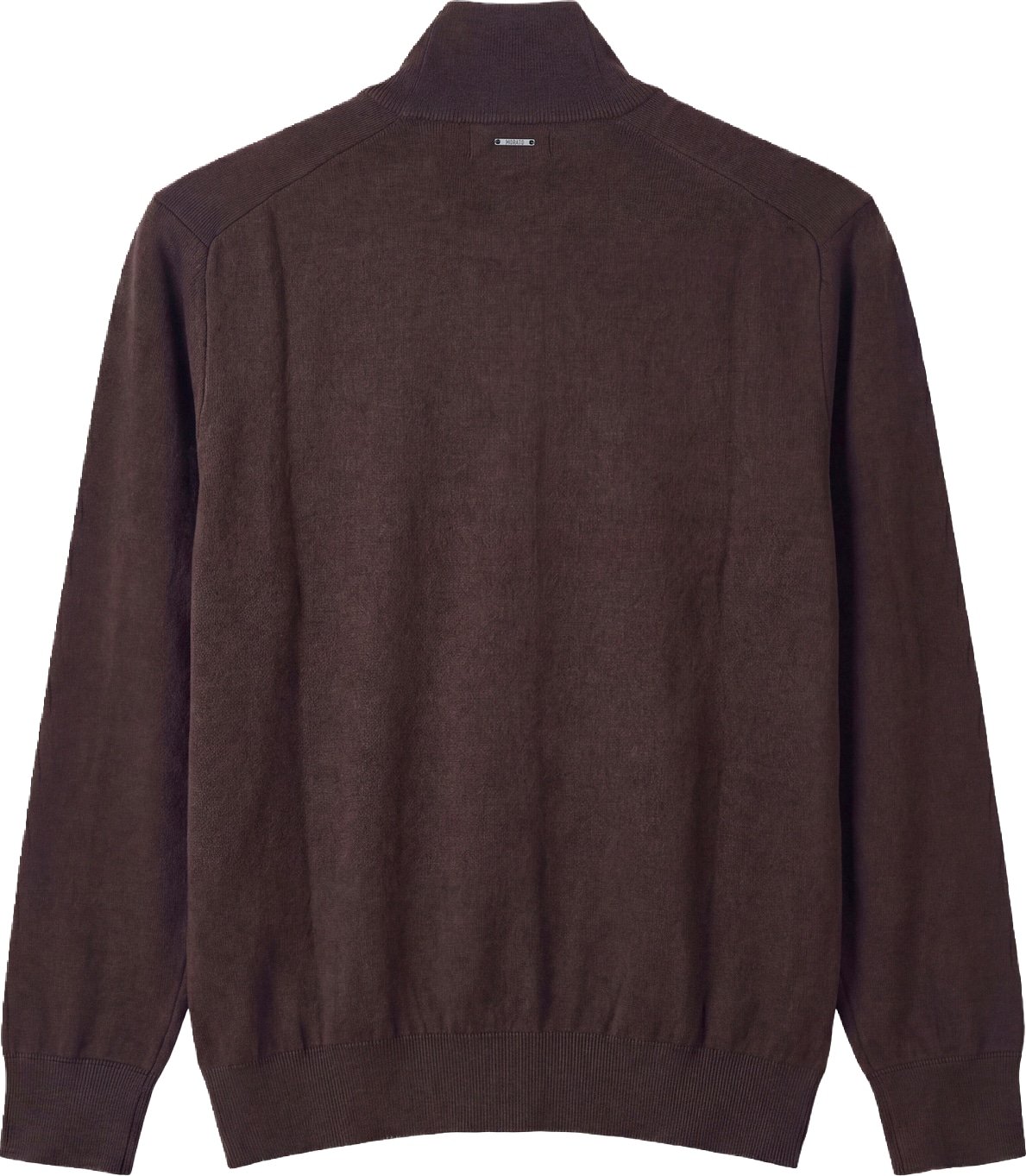 Coffee relaxed-fit zip cardigan in cotton-wool blend with ribbed knit