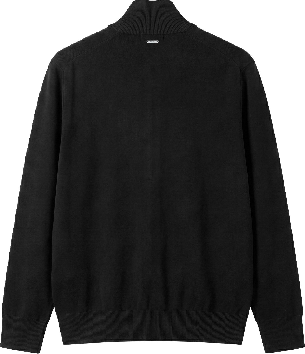 Black relaxed-fit zip cardigan in cotton-wool blend with ribbed knit