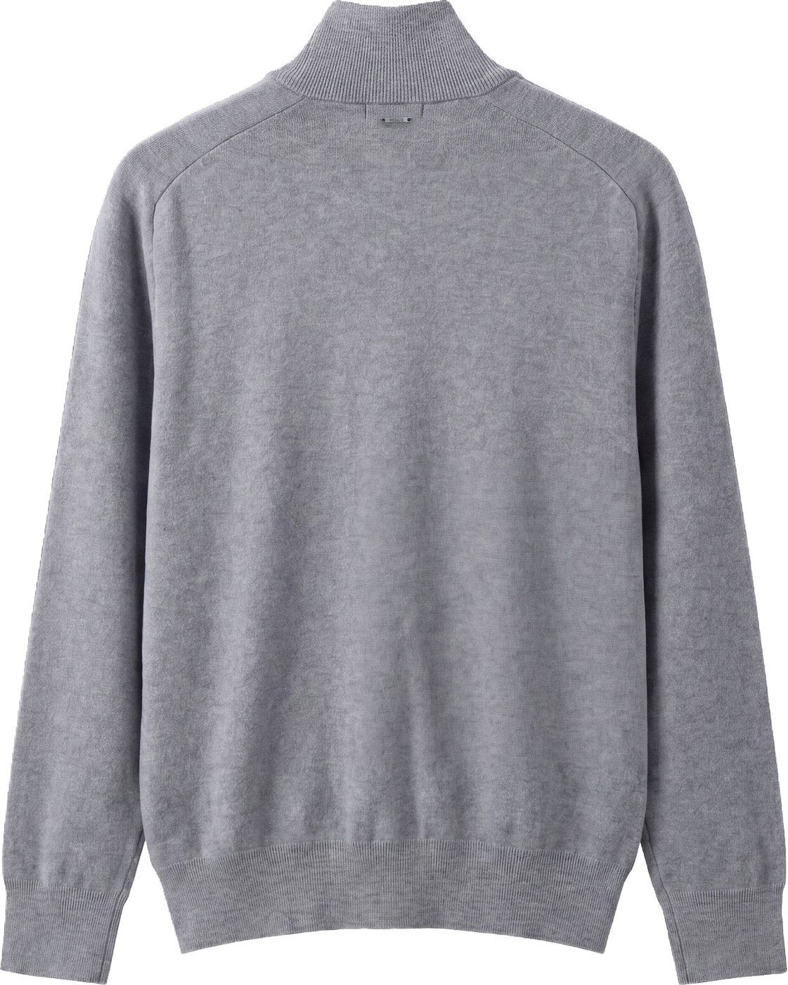 Medium grey melange relaxed-fit zip cardigan in cotton-wool blend with ribbed knit