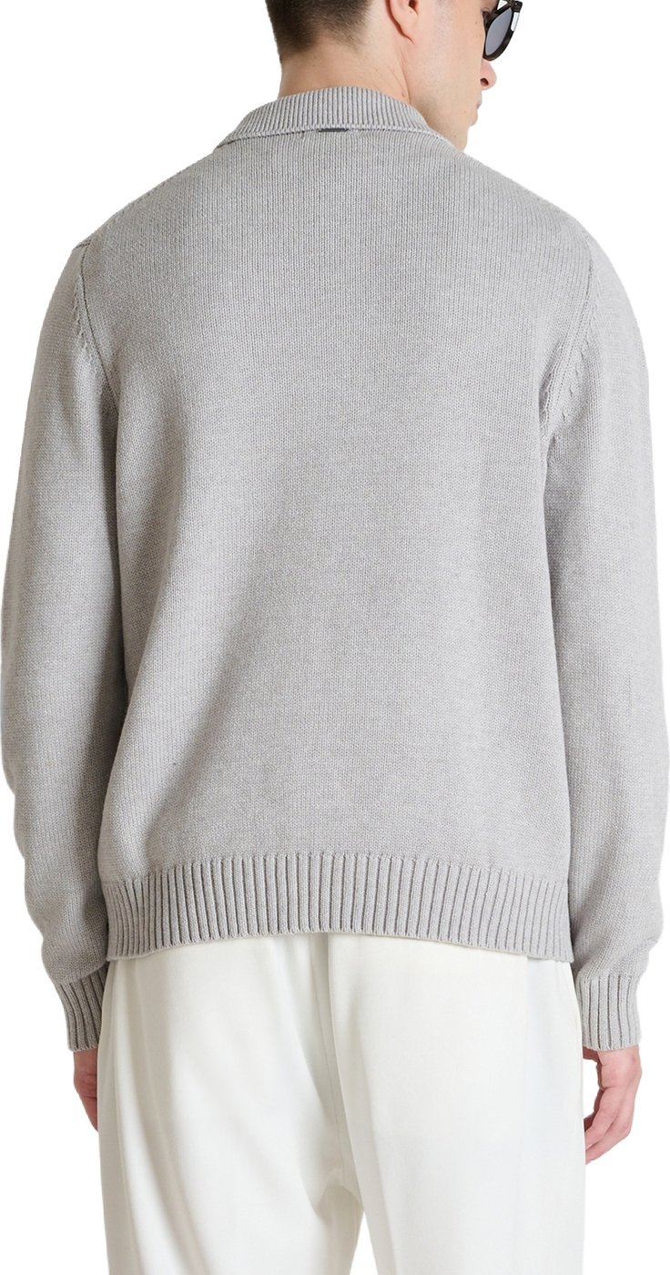 Ice relaxed-fit long-sleeve zip knit polo in cotton-acrylic-wool blend