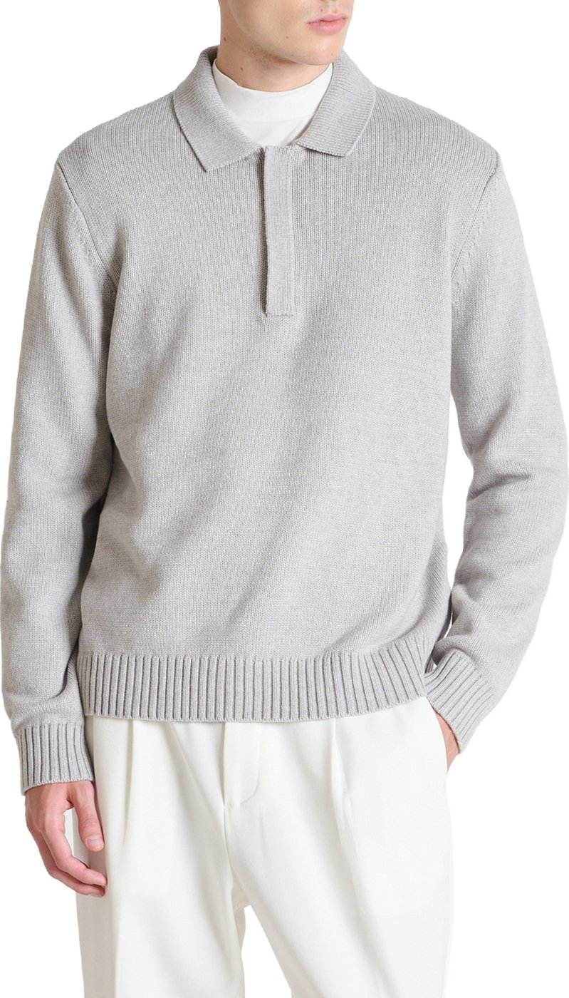 Ice relaxed-fit long-sleeve zip knit polo in cotton-acrylic-wool blend