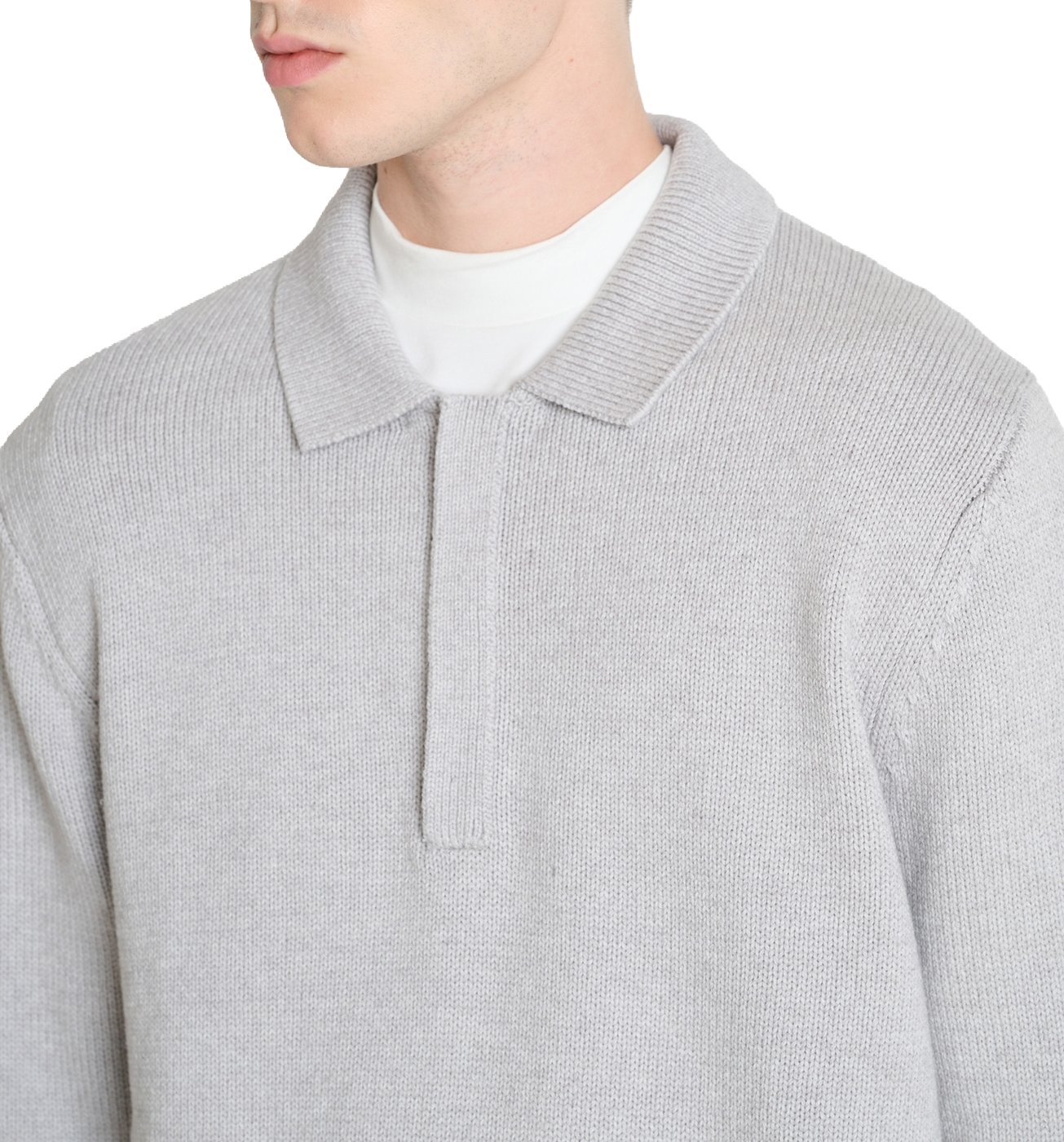 Ice relaxed-fit long-sleeve zip knit polo in cotton-acrylic-wool blend