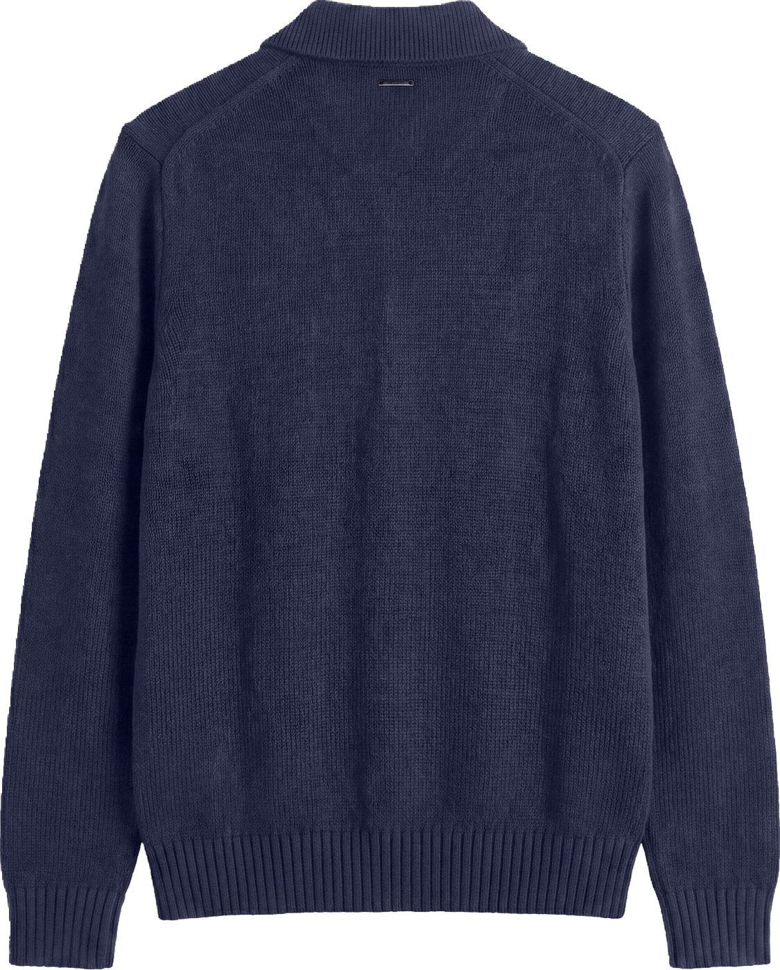 Marine relaxed-fit long-sleeve zip knit polo in cotton-acrylic-wool blend