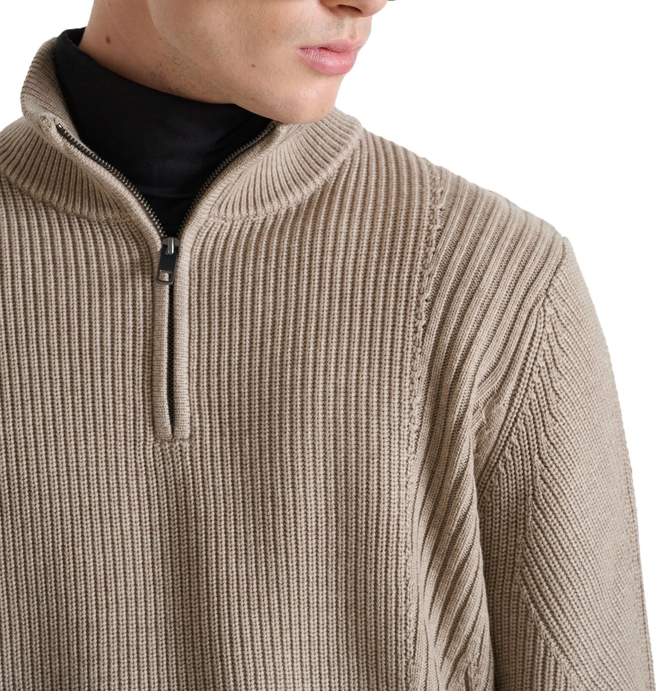 Grit relaxed-fit zip turtleneck sweater in techno wool blend