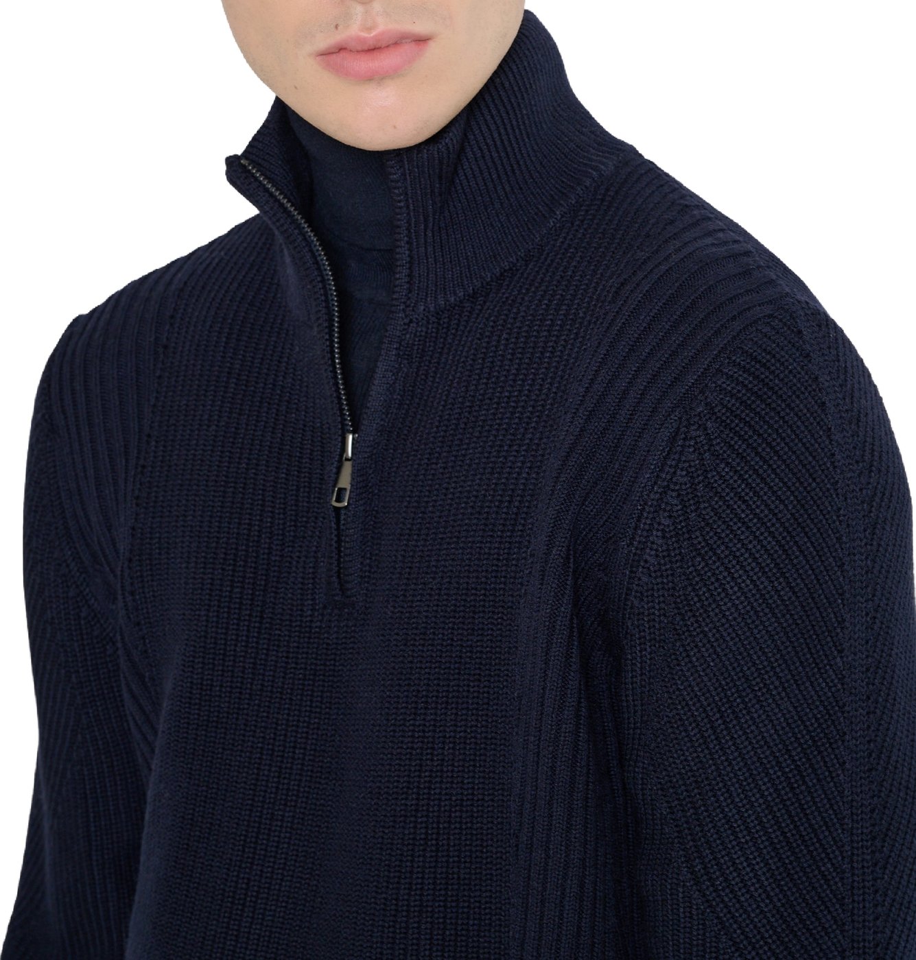 Marine relaxed-fit zip turtleneck sweater in techno wool blend