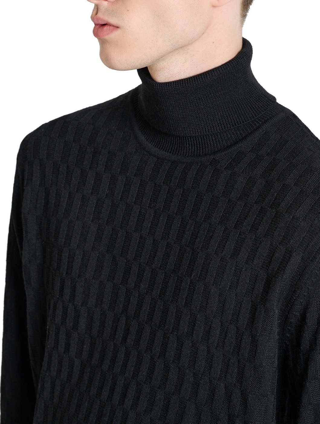 Black regular-fit sweater in merino wool blend