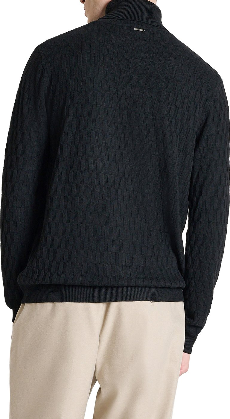 Black regular-fit sweater in merino wool blend