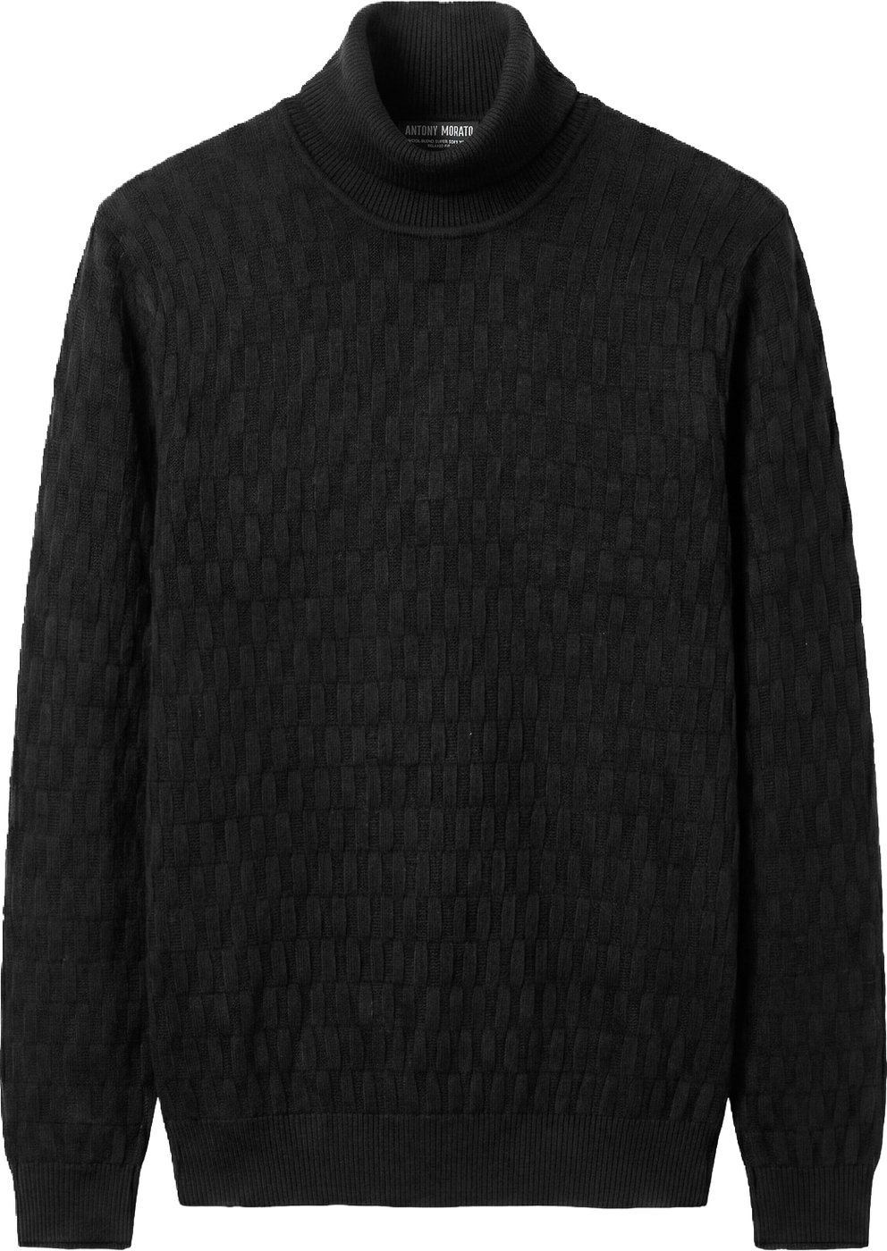 Black regular-fit sweater in merino wool blend