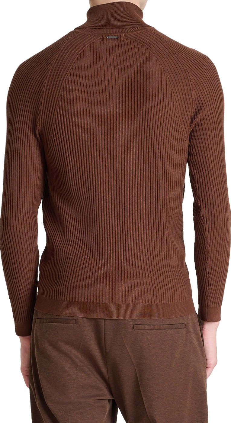 Tobacco super-slim-fit long-sleeve turtleneck sweater in viscose