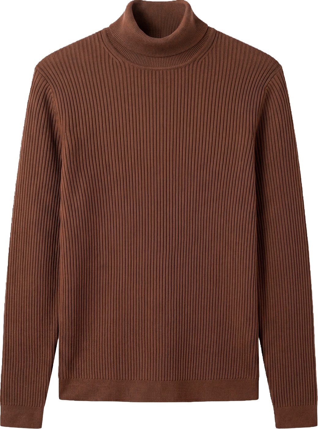 Tobacco super-slim-fit long-sleeve turtleneck sweater in viscose